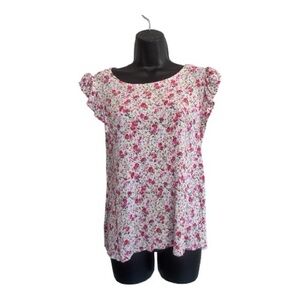Floral Cap-Sleeve Women's Top - Pink Floral
